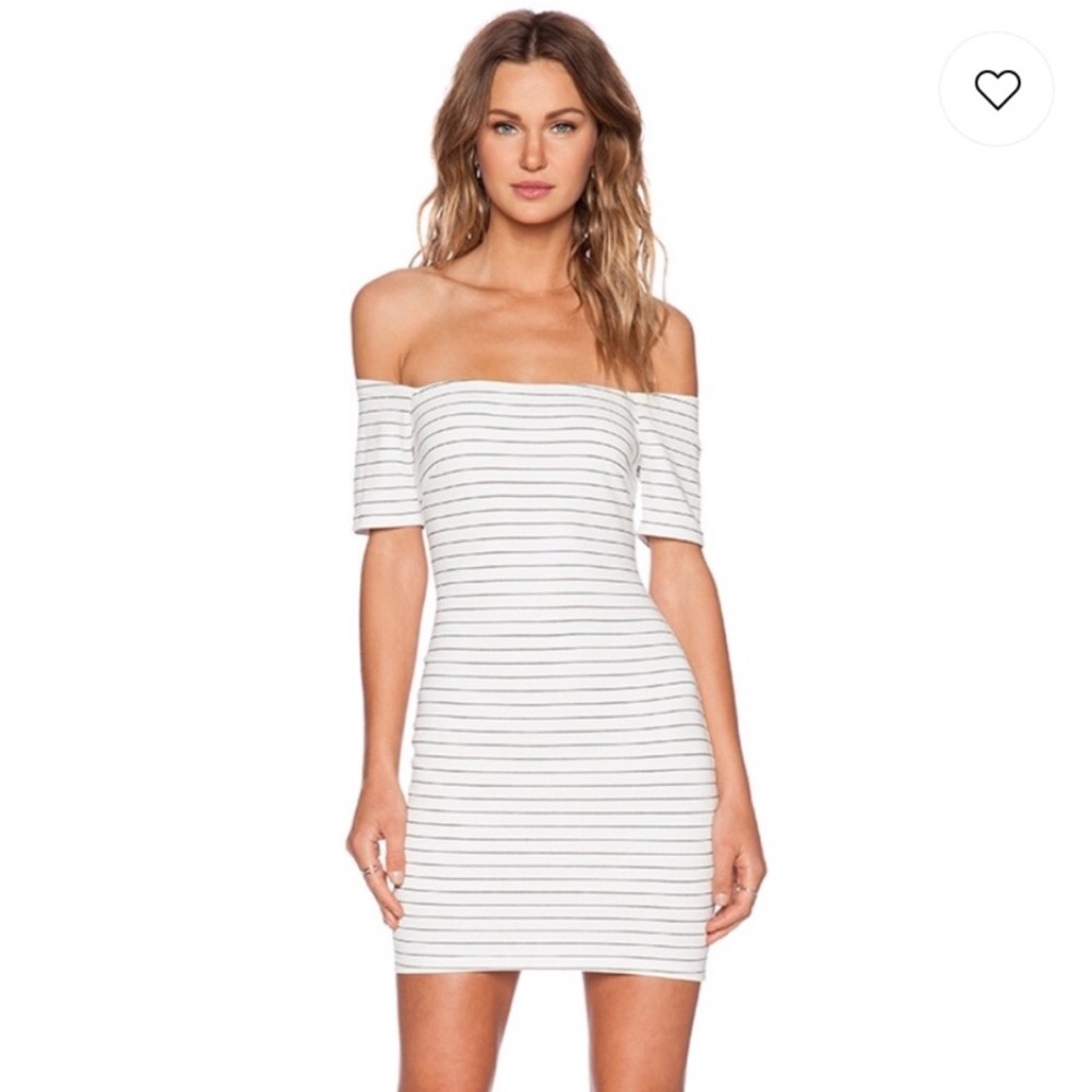 Lucy Paris White And Black Stripped Fitted Dress - Picture 2 of 11